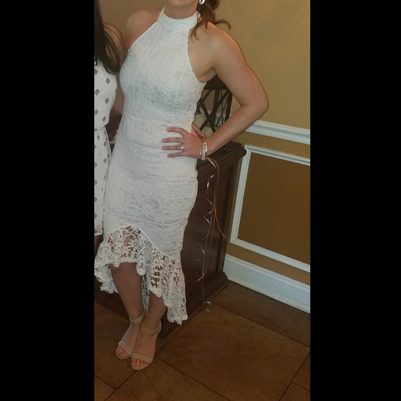 Missguided Lace Mermaid Dress (White) - Picture 1 of 6